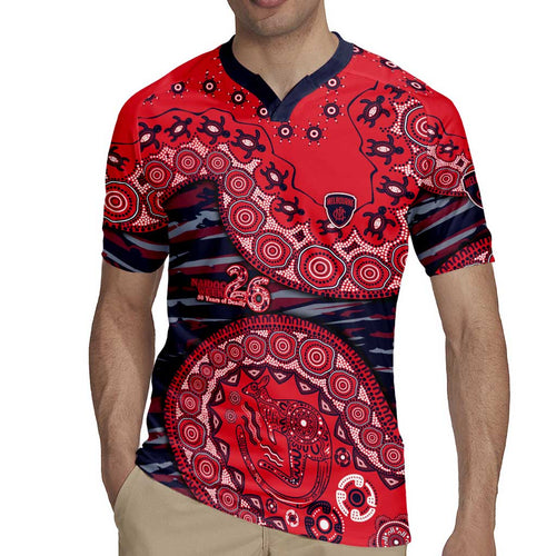 Melbourne Demons NAIDOC Week 2026 Rugby Jersey Australian Aboriginal Dot Art Dreamtime Pattern Style