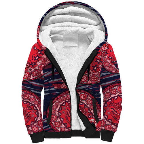 Melbourne Demons NAIDOC Week 2026 Sherpa Hoodie Australian Aboriginal Dot Art Dreamtime Pattern Style