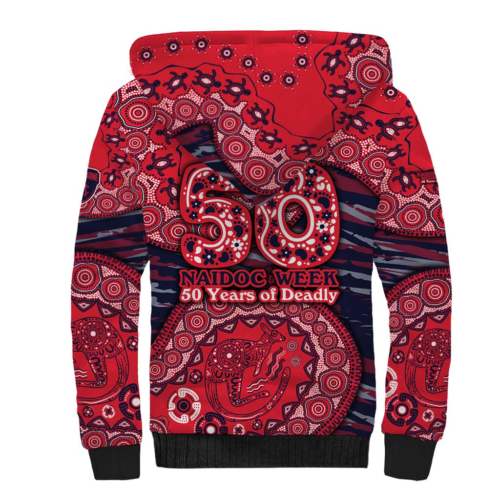 Melbourne Demons NAIDOC Week 2026 Sherpa Hoodie Australian Aboriginal Dot Art Dreamtime Pattern Style
