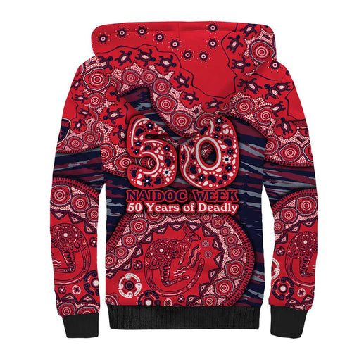 Melbourne Demons NAIDOC Week 2026 Sherpa Hoodie Australian Aboriginal Dot Art Dreamtime Pattern Style