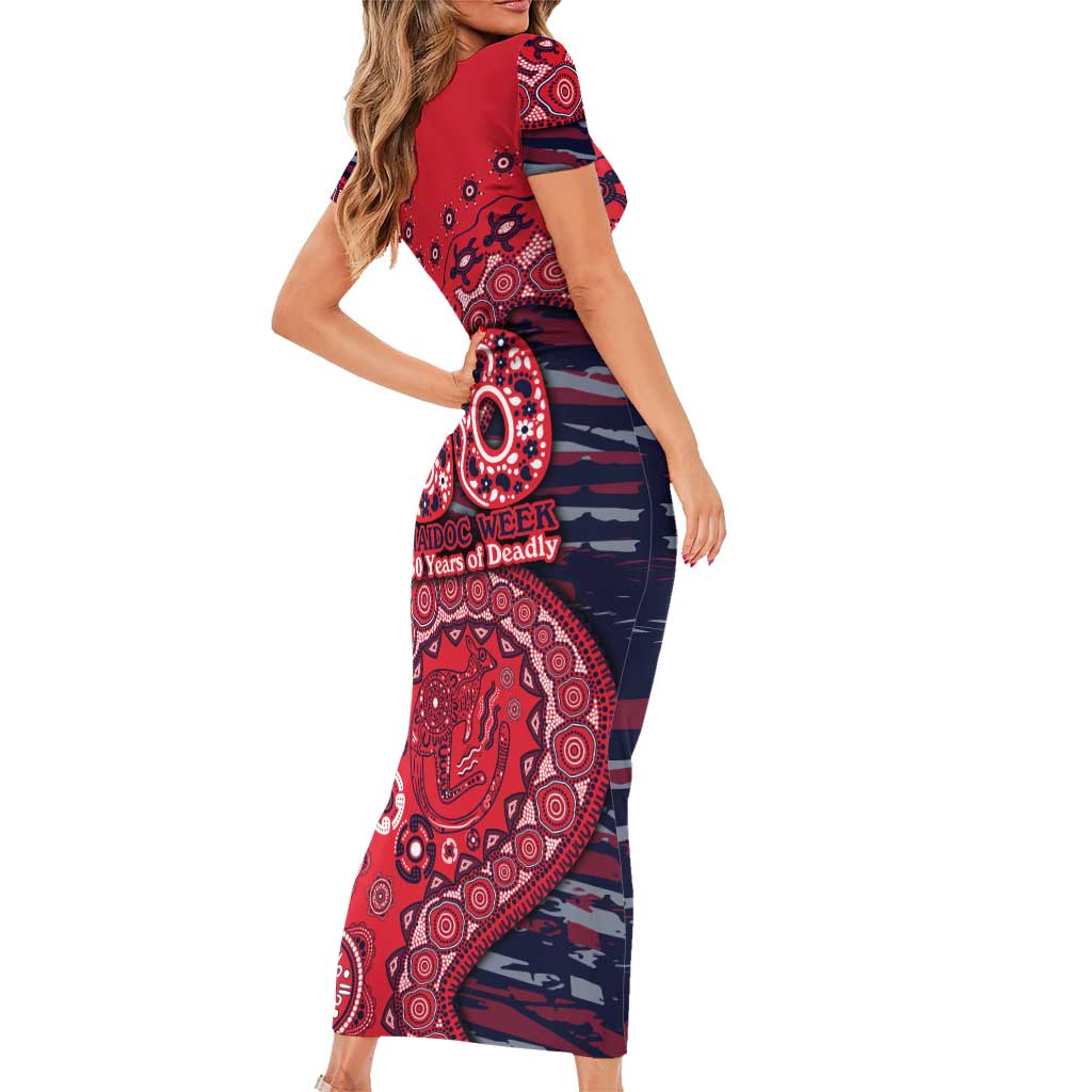 Melbourne Demons NAIDOC Week 2026 Short Sleeve Bodycon Dress Australian Aboriginal Dot Art Dreamtime Pattern Style