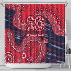 Melbourne Demons NAIDOC Week 2026 Shower Curtain Australian Aboriginal Dot Art Dreamtime Pattern Style