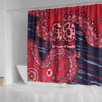 Melbourne Demons NAIDOC Week 2026 Shower Curtain Australian Aboriginal Dot Art Dreamtime Pattern Style