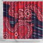 Melbourne Demons NAIDOC Week 2026 Shower Curtain Australian Aboriginal Dot Art Dreamtime Pattern Style