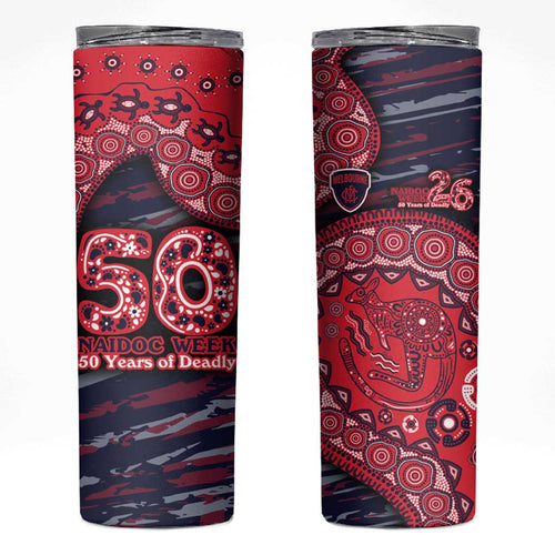 Melbourne Demons NAIDOC Week 2026 Skinny Tumbler Australian Aboriginal Dot Art Dreamtime Pattern Style