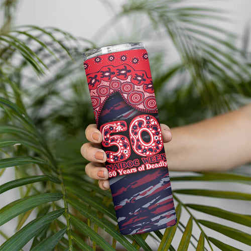 Melbourne Demons NAIDOC Week 2026 Skinny Tumbler Australian Aboriginal Dot Art Dreamtime Pattern Style