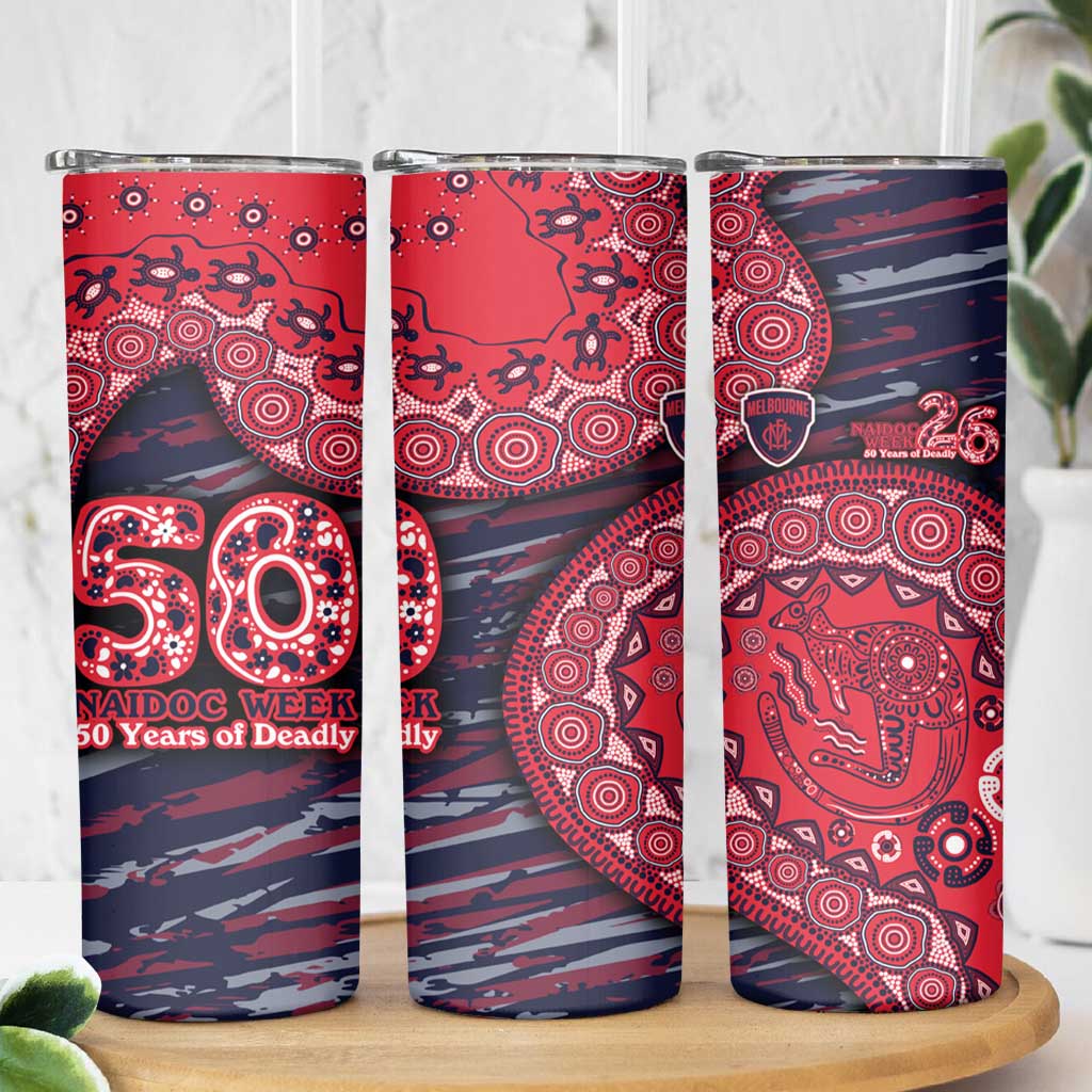 Melbourne Demons NAIDOC Week 2026 Skinny Tumbler Australian Aboriginal Dot Art Dreamtime Pattern Style