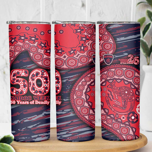 Melbourne Demons NAIDOC Week 2026 Skinny Tumbler Australian Aboriginal Dot Art Dreamtime Pattern Style