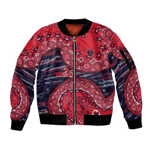 Melbourne Demons NAIDOC Week 2026 Sleeve Zip Bomber Jacket Australian Aboriginal Dot Art Dreamtime Pattern Style