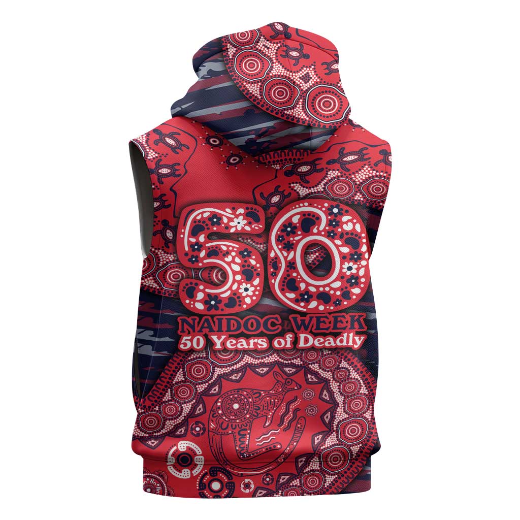 Melbourne Demons NAIDOC Week 2026 Sleeveless Hoodie Australian Aboriginal Dot Art Dreamtime Pattern Style