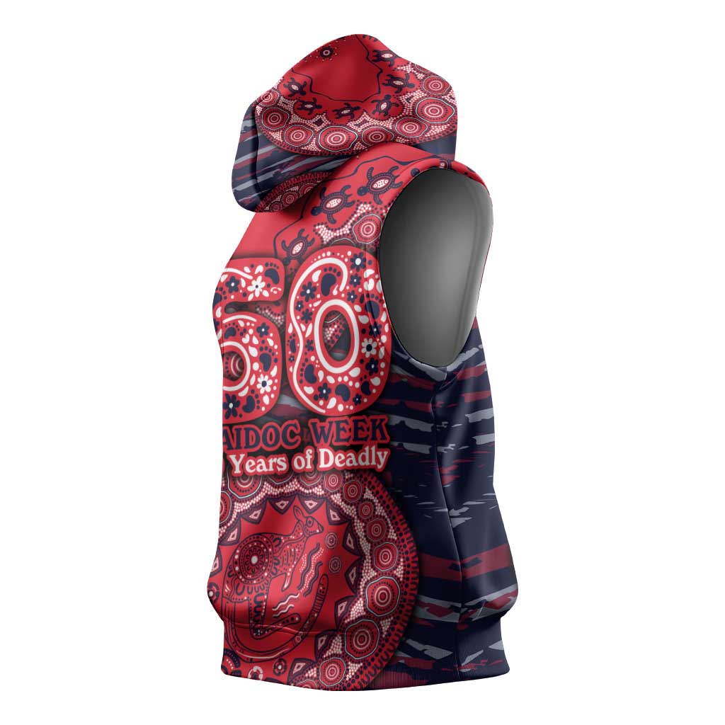 Melbourne Demons NAIDOC Week 2026 Sleeveless Hoodie Australian Aboriginal Dot Art Dreamtime Pattern Style