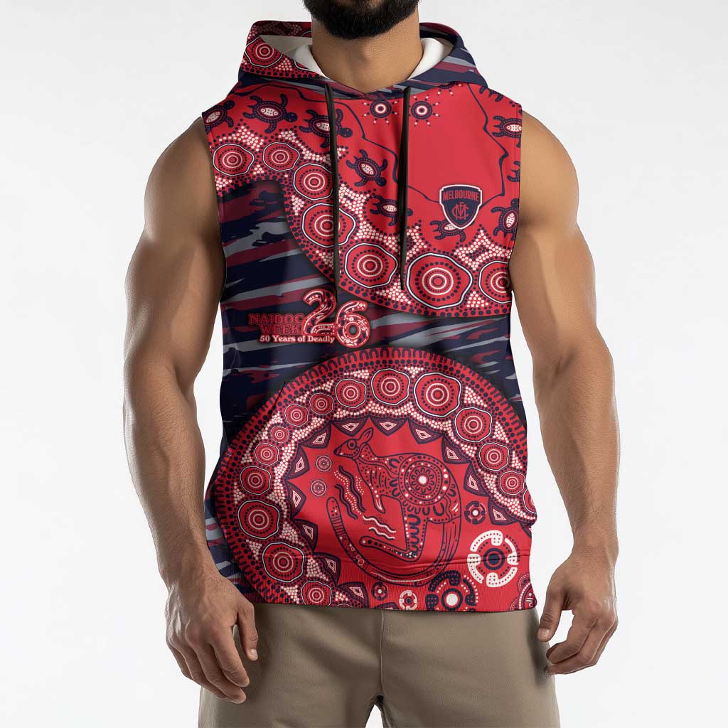 Melbourne Demons NAIDOC Week 2026 Sleeveless Hoodie Australian Aboriginal Dot Art Dreamtime Pattern Style