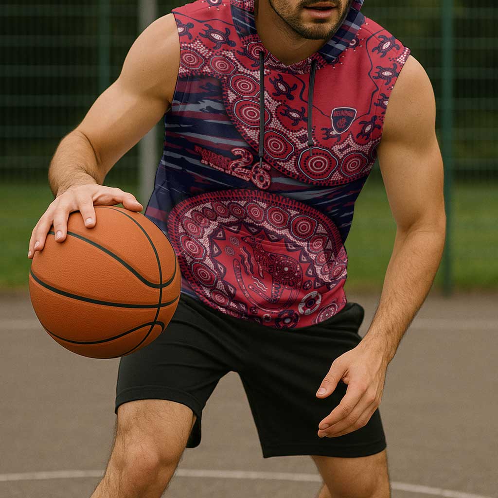 Melbourne Demons NAIDOC Week 2026 Sleeveless Hoodie Australian Aboriginal Dot Art Dreamtime Pattern Style