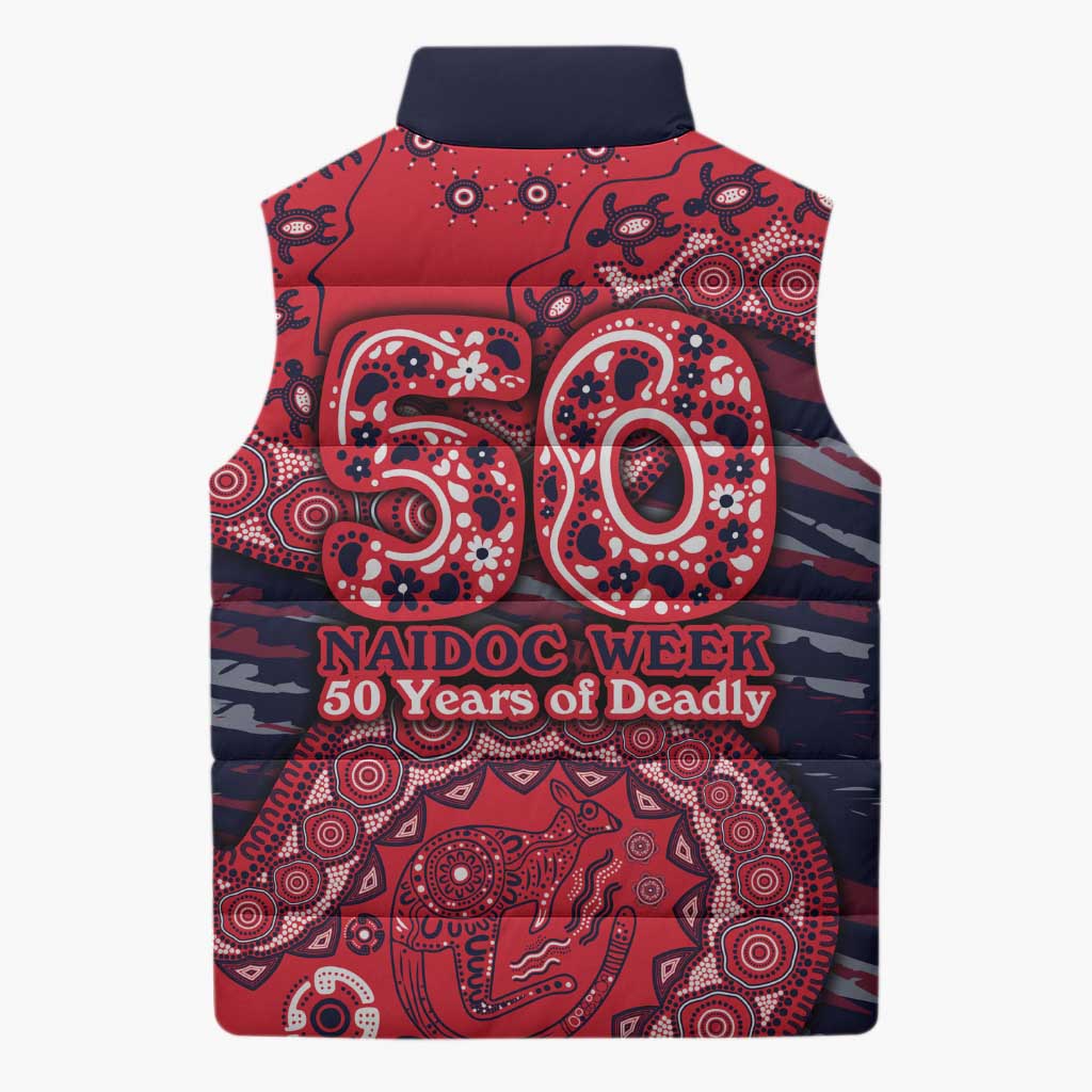 Melbourne Demons NAIDOC Week 2026 Sleeveless Puffer Jacket Australian Aboriginal Dot Art Dreamtime Pattern Style