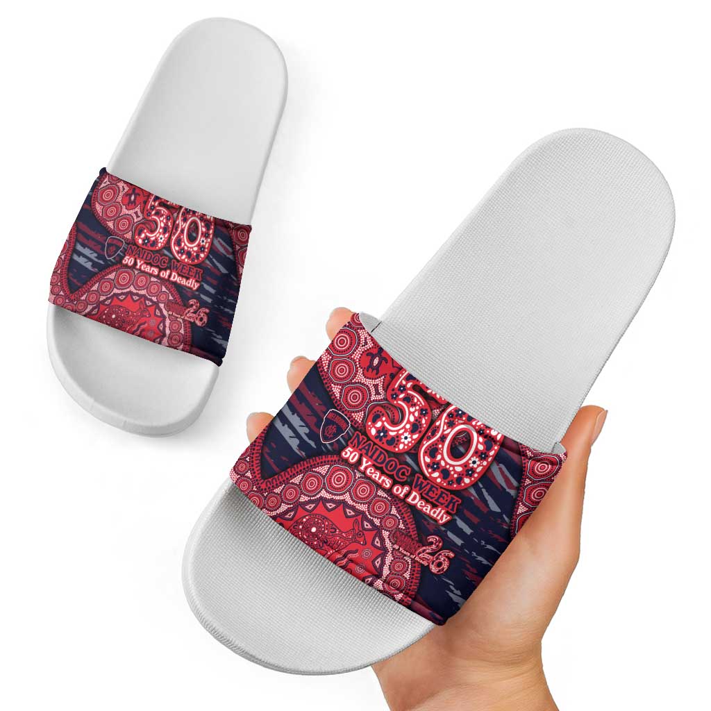 Melbourne Demons NAIDOC Week 2026 Slide Sandals Australian Aboriginal Dot Art Dreamtime Pattern Style