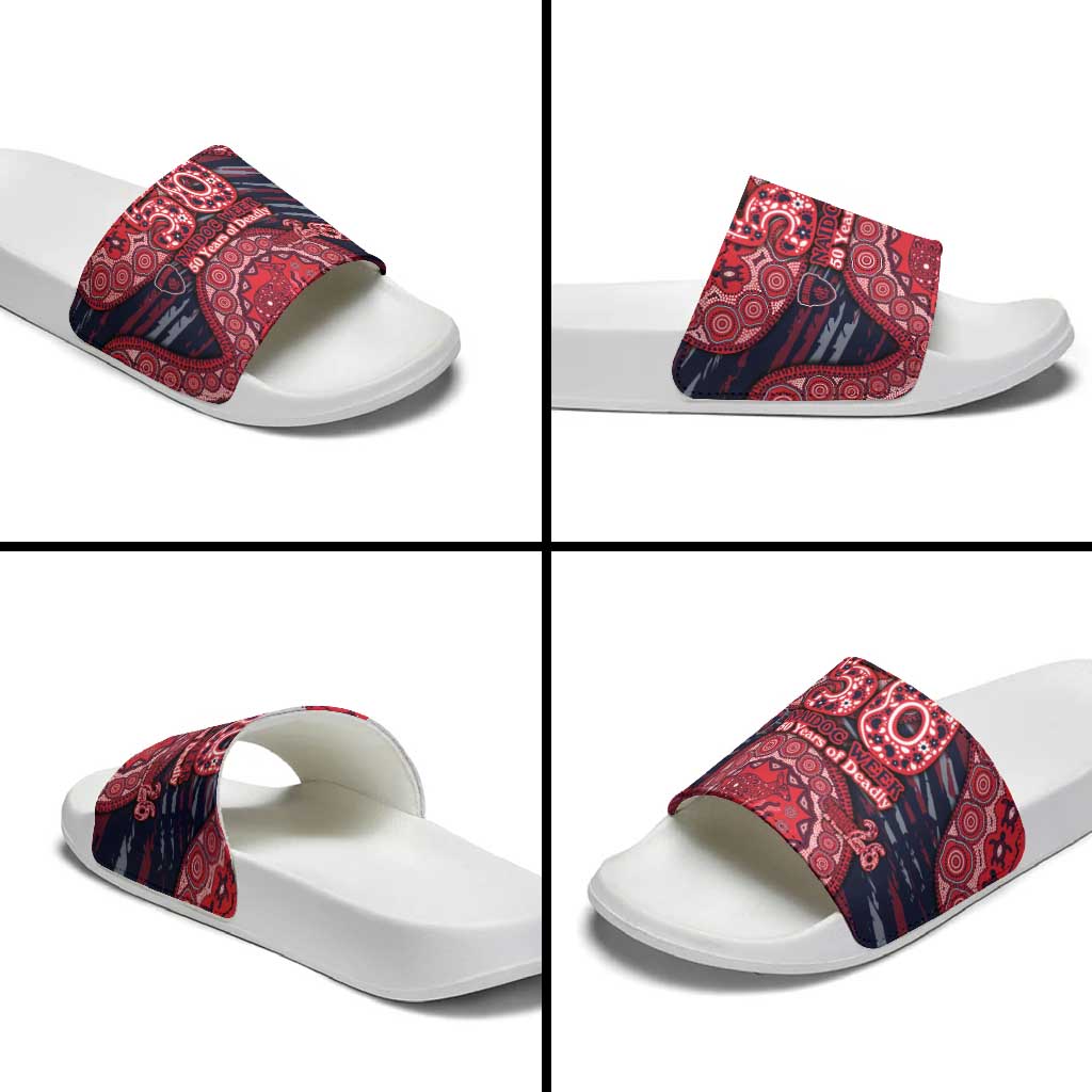 Melbourne Demons NAIDOC Week 2026 Slide Sandals Australian Aboriginal Dot Art Dreamtime Pattern Style