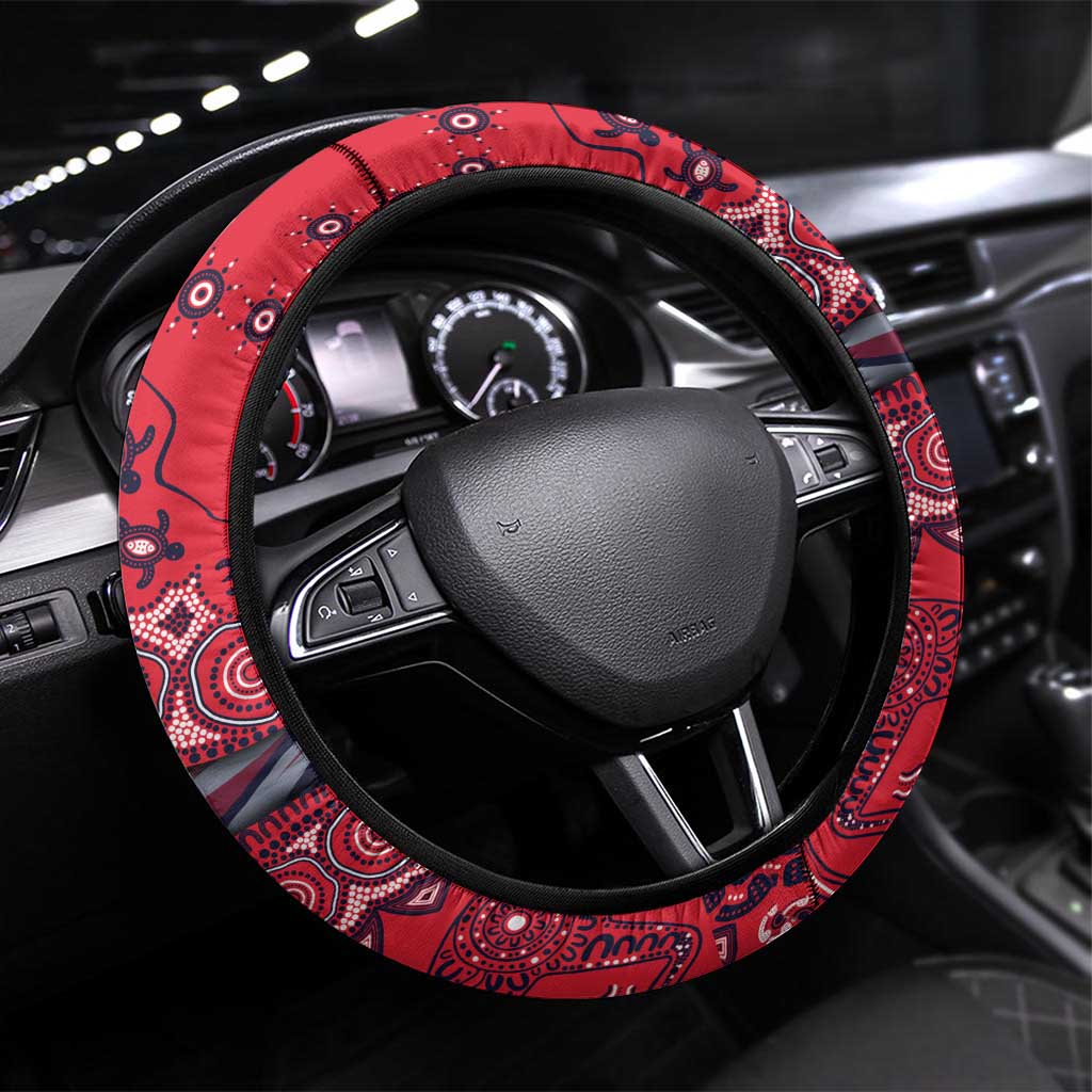Melbourne Demons NAIDOC Week 2026 Steering Wheel Cover Australian Aboriginal Dot Art Dreamtime Pattern Style