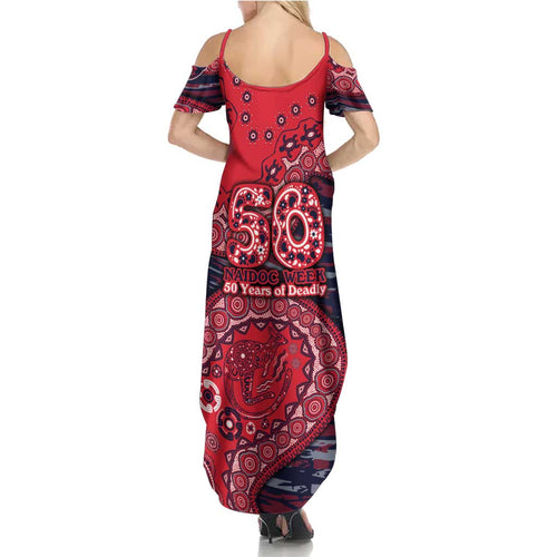 Melbourne Demons NAIDOC Week 2026 Summer Maxi Dress Australian Aboriginal Dot Art Dreamtime Pattern Style
