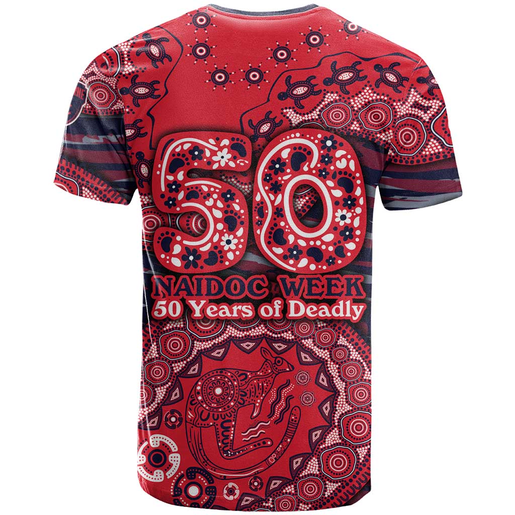 Melbourne Demons NAIDOC Week 2026 T Shirt Australian Aboriginal Dot Art Dreamtime Pattern Style