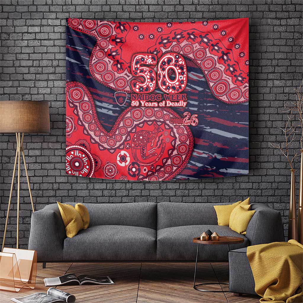 Melbourne Demons NAIDOC Week 2026 Tapestry Australian Aboriginal Dot Art Dreamtime Pattern Style