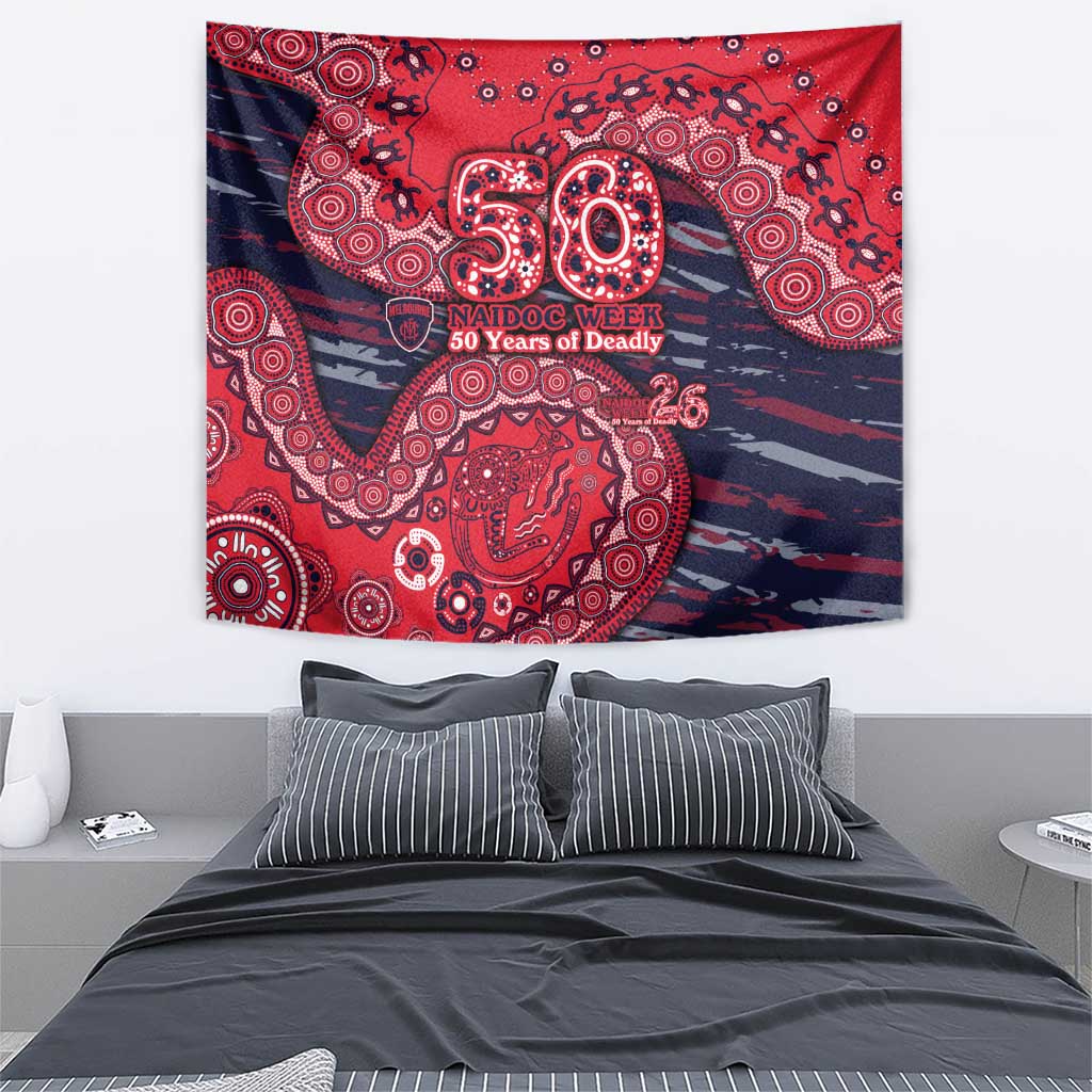 Melbourne Demons NAIDOC Week 2026 Tapestry Australian Aboriginal Dot Art Dreamtime Pattern Style
