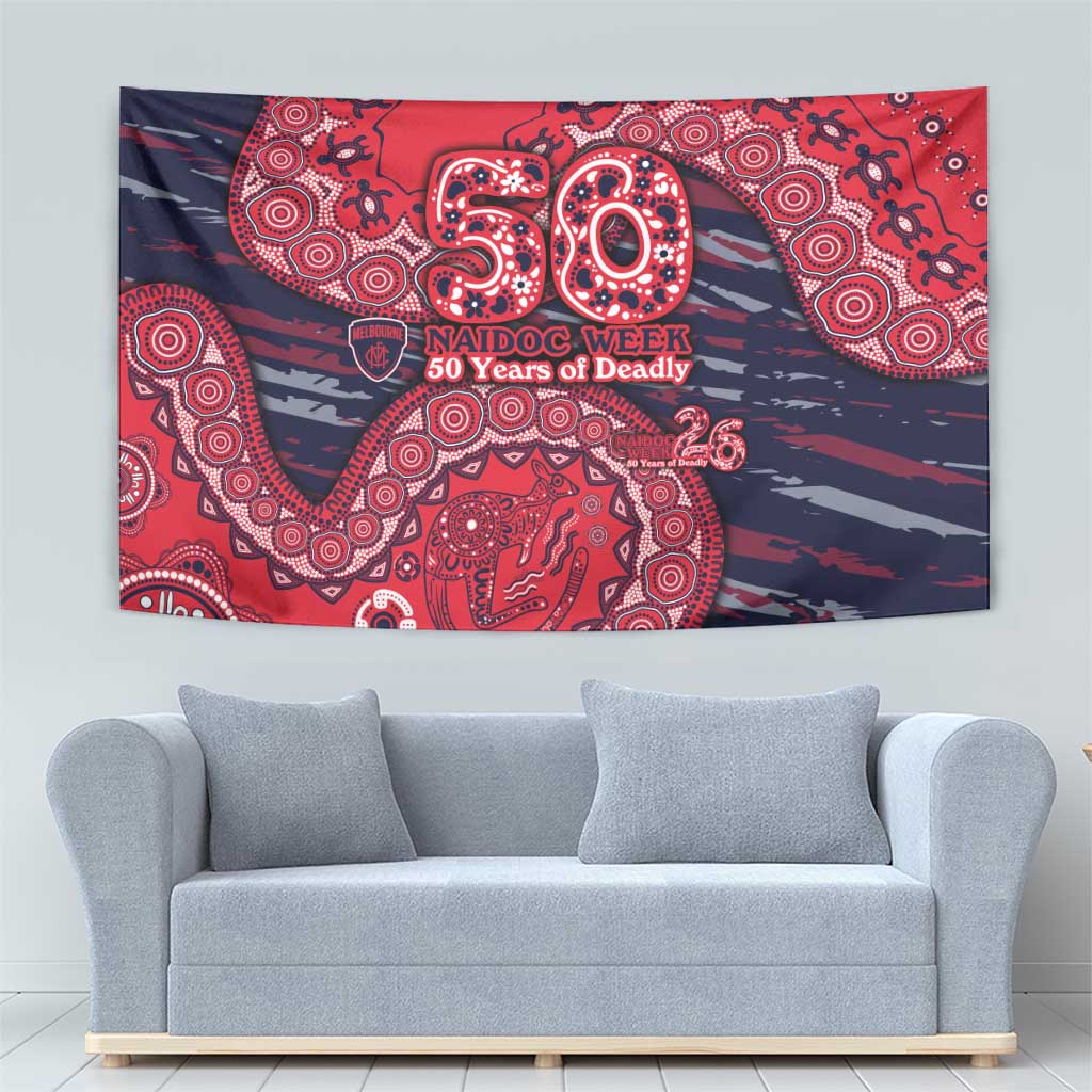 Melbourne Demons NAIDOC Week 2026 Tapestry Australian Aboriginal Dot Art Dreamtime Pattern Style