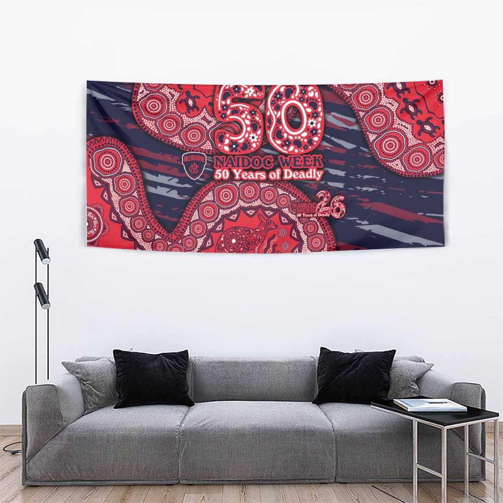 Melbourne Demons NAIDOC Week 2026 Tapestry Australian Aboriginal Dot Art Dreamtime Pattern Style