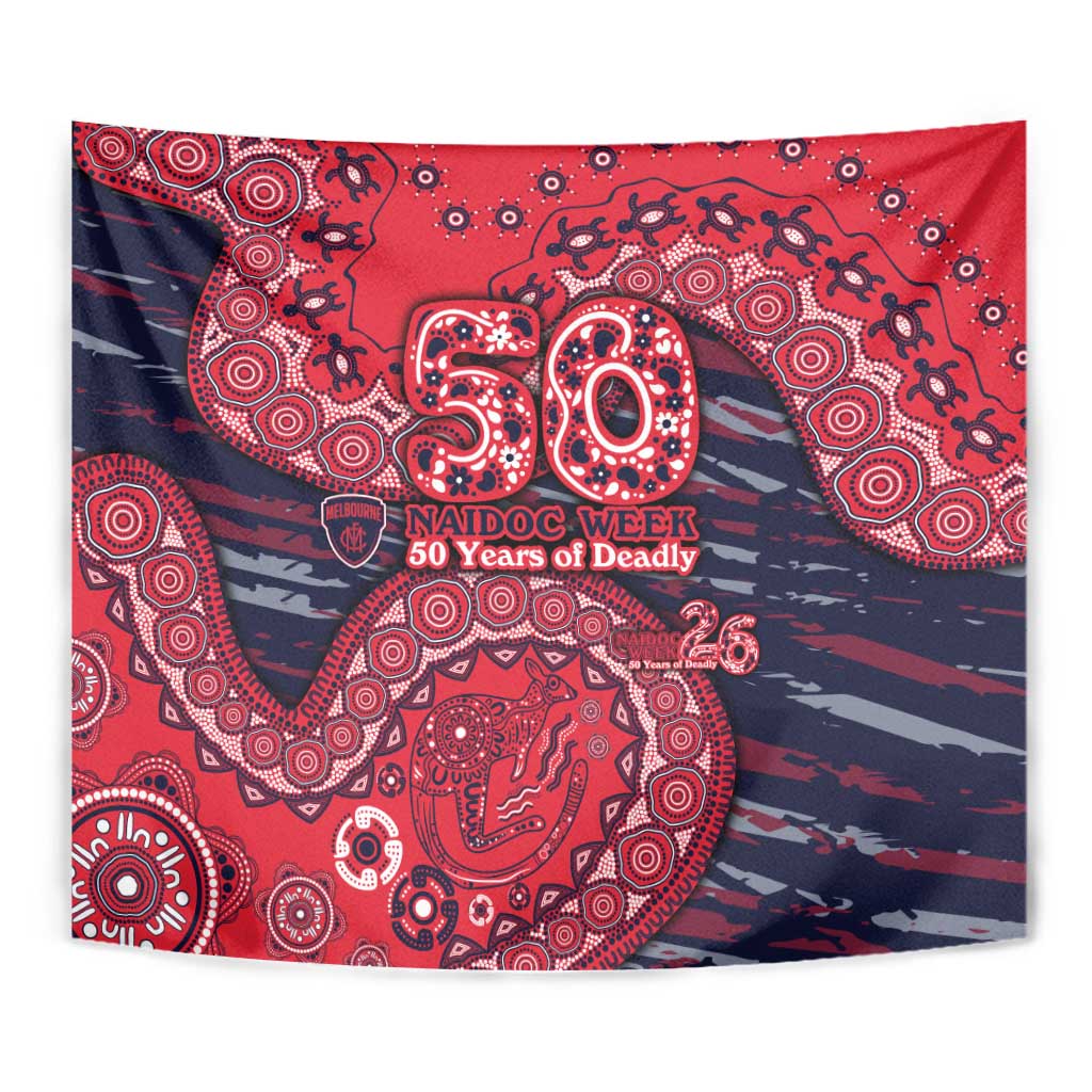 Melbourne Demons NAIDOC Week 2026 Tapestry Australian Aboriginal Dot Art Dreamtime Pattern Style