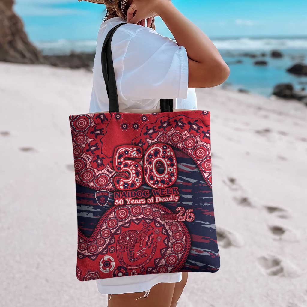 Melbourne Demons NAIDOC Week 2026 Tote Bag Australian Aboriginal Dot Art Dreamtime Pattern Style