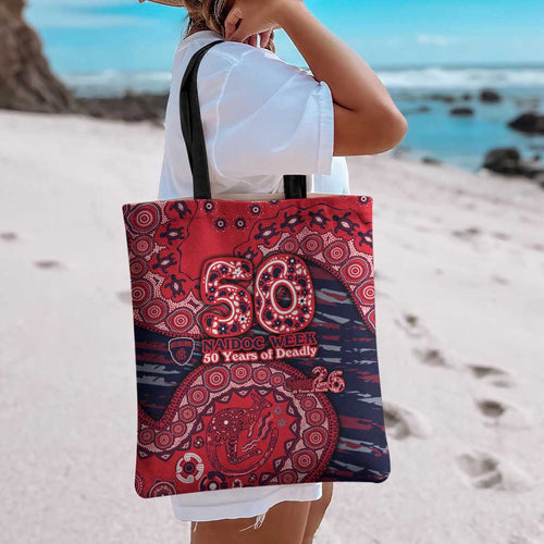 Melbourne Demons NAIDOC Week 2026 Tote Bag Australian Aboriginal Dot Art Dreamtime Pattern Style