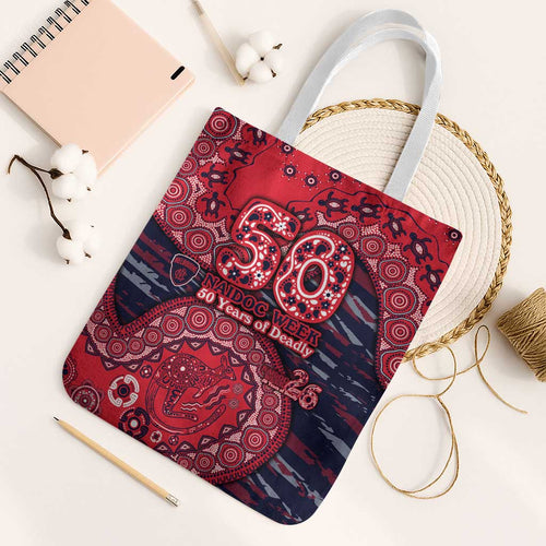 Melbourne Demons NAIDOC Week 2026 Tote Bag Australian Aboriginal Dot Art Dreamtime Pattern Style