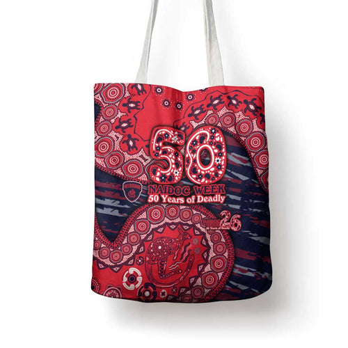 Melbourne Demons NAIDOC Week 2026 Tote Bag Australian Aboriginal Dot Art Dreamtime Pattern Style