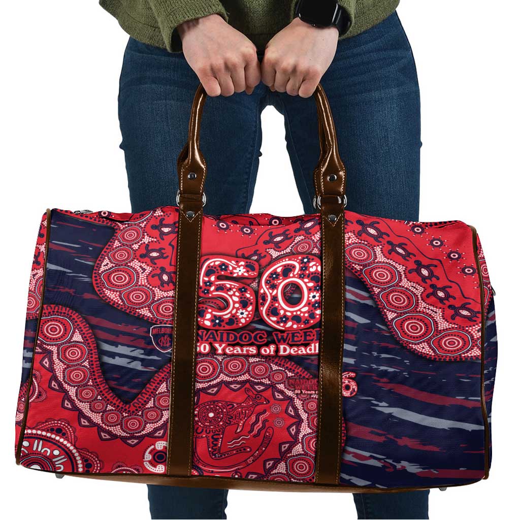 Melbourne Demons NAIDOC Week 2026 Travel Bag Australian Aboriginal Dot Art Dreamtime Pattern Style