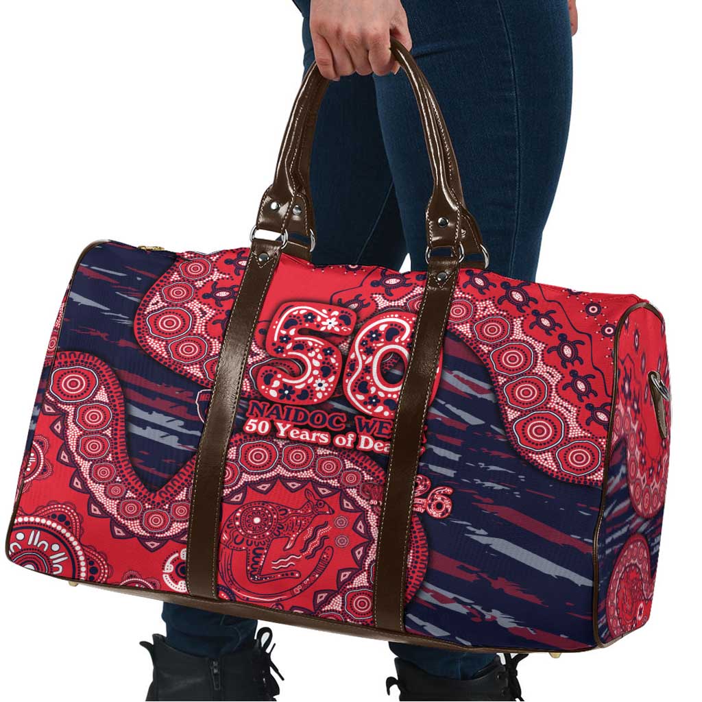 Melbourne Demons NAIDOC Week 2026 Travel Bag Australian Aboriginal Dot Art Dreamtime Pattern Style