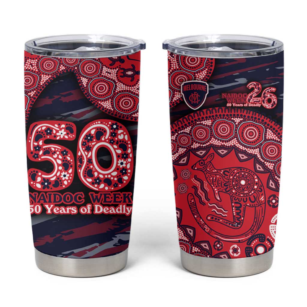Melbourne Demons NAIDOC Week 2026 Tumbler Cup Australian Aboriginal Dot Art Dreamtime Pattern Style