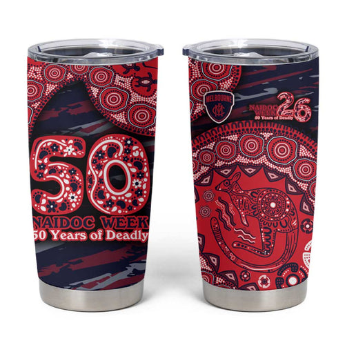 Melbourne Demons NAIDOC Week 2026 Tumbler Cup Australian Aboriginal Dot Art Dreamtime Pattern Style