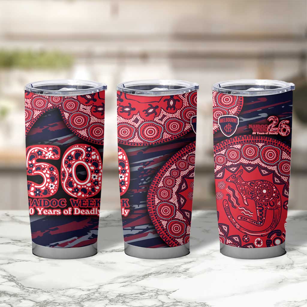 Melbourne Demons NAIDOC Week 2026 Tumbler Cup Australian Aboriginal Dot Art Dreamtime Pattern Style