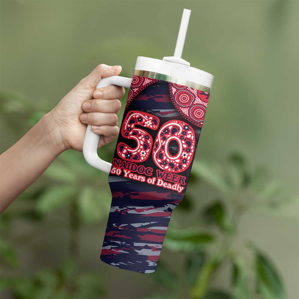 Melbourne Demons NAIDOC Week 2026 Tumbler With Handle Australian Aboriginal Dot Art Dreamtime Pattern Style