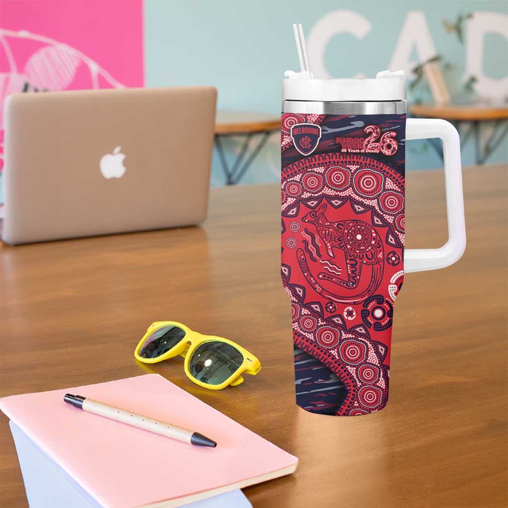 Melbourne Demons NAIDOC Week 2026 Tumbler With Handle Australian Aboriginal Dot Art Dreamtime Pattern Style