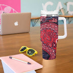 Melbourne Demons NAIDOC Week 2026 Tumbler With Handle Australian Aboriginal Dot Art Dreamtime Pattern Style
