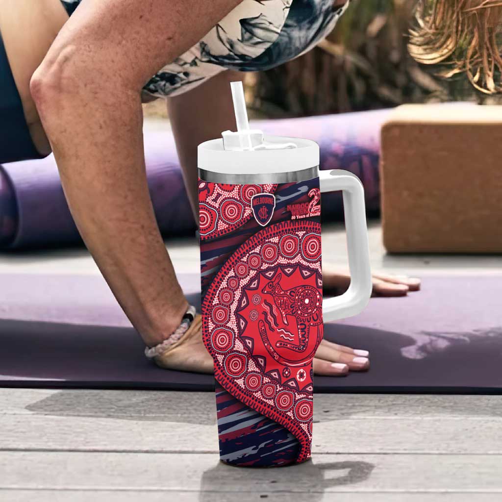 Melbourne Demons NAIDOC Week 2026 Tumbler With Handle Australian Aboriginal Dot Art Dreamtime Pattern Style