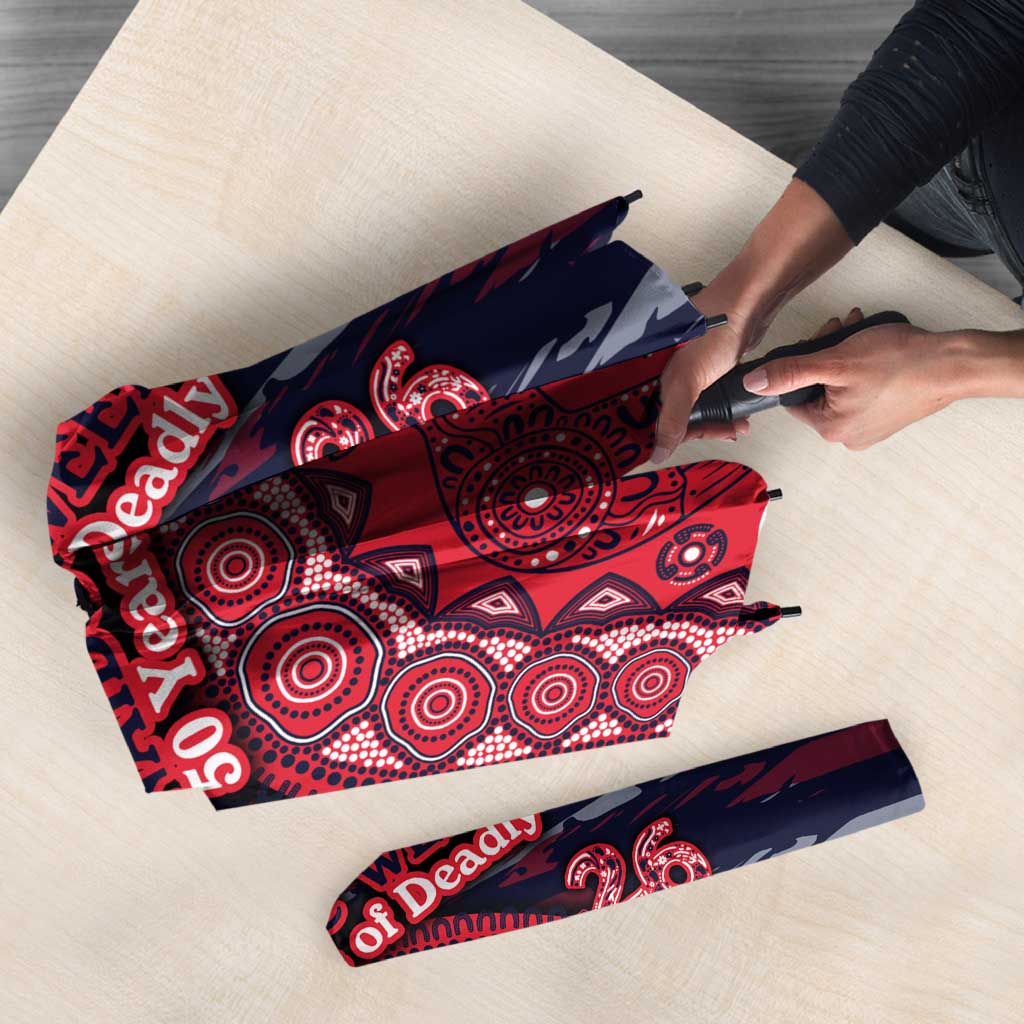Melbourne Demons NAIDOC Week 2026 Umbrella Australian Aboriginal Dot Art Dreamtime Pattern Style