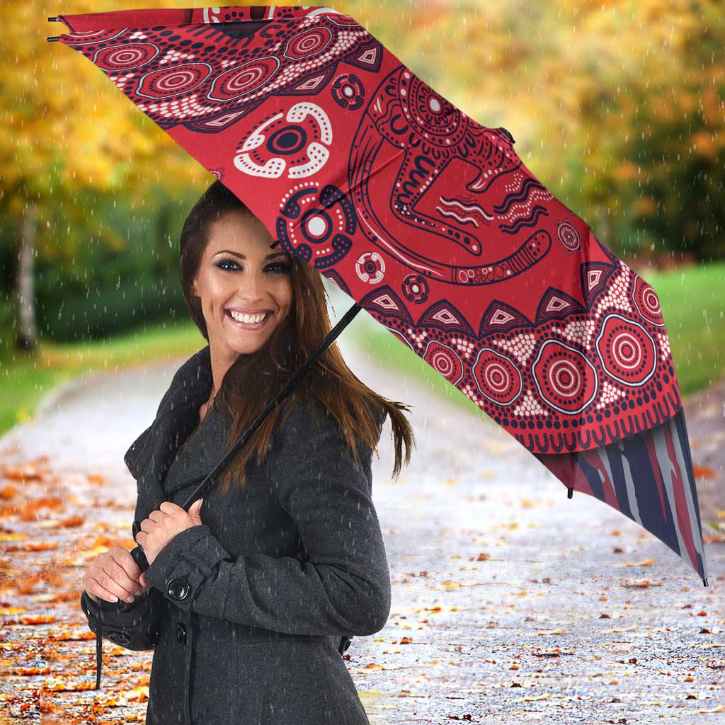 Melbourne Demons NAIDOC Week 2026 Umbrella Australian Aboriginal Dot Art Dreamtime Pattern Style