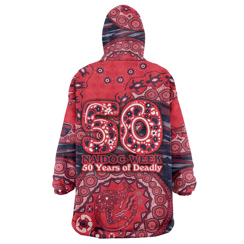 Melbourne Demons NAIDOC Week 2026 Wearable Blanket Hoodie Australian Aboriginal Dot Art Dreamtime Pattern Style