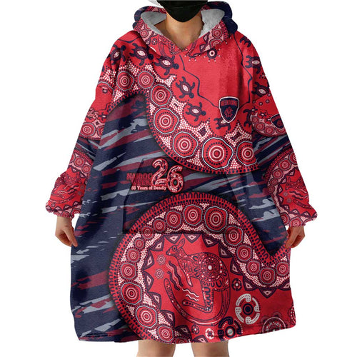 Melbourne Demons NAIDOC Week 2026 Wearable Blanket Hoodie Australian Aboriginal Dot Art Dreamtime Pattern Style