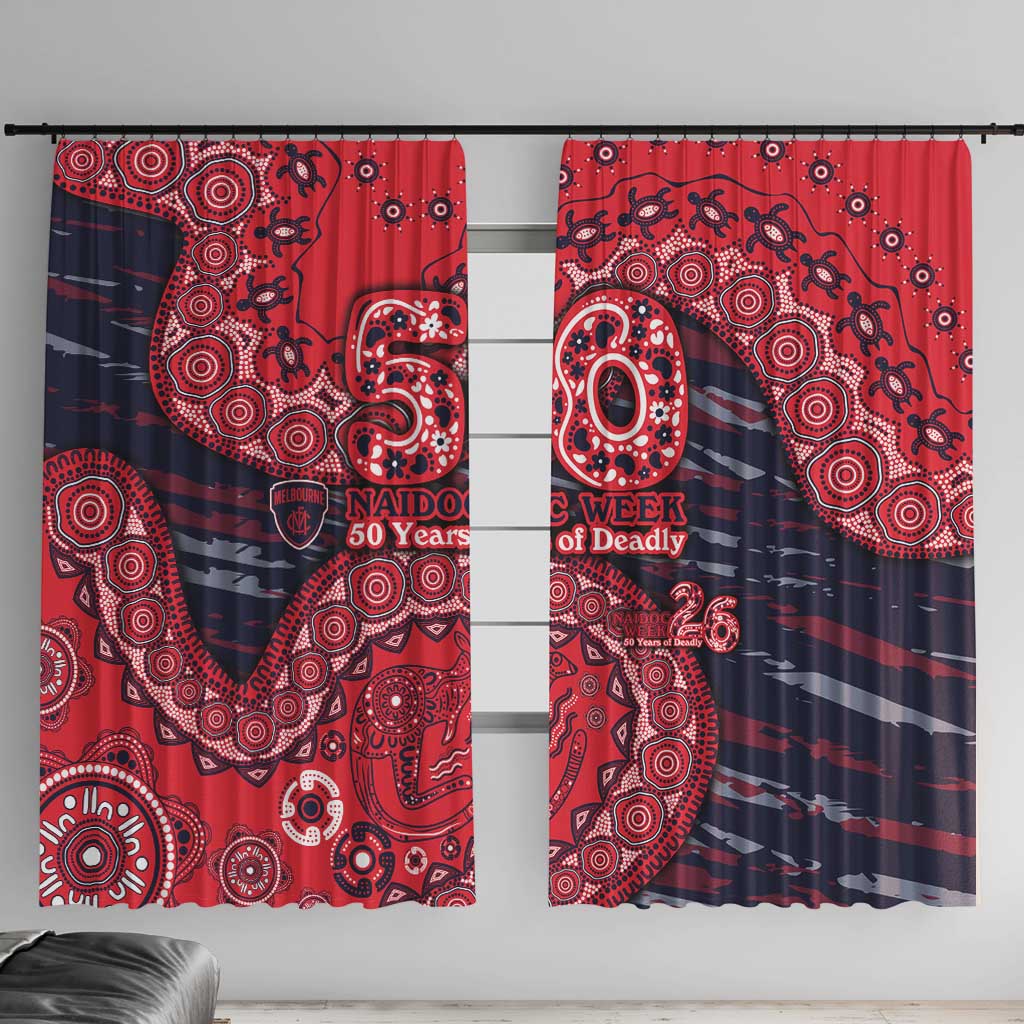 Melbourne Demons NAIDOC Week 2026 Window Curtain Australian Aboriginal Dot Art Dreamtime Pattern Style