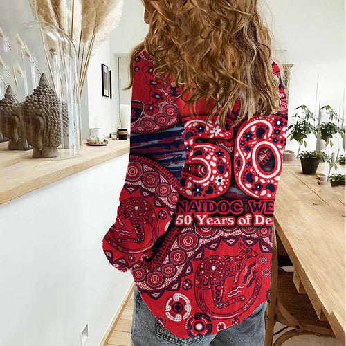Melbourne Demons NAIDOC Week 2026 Women Casual Shirt Australian Aboriginal Dot Art Dreamtime Pattern Style