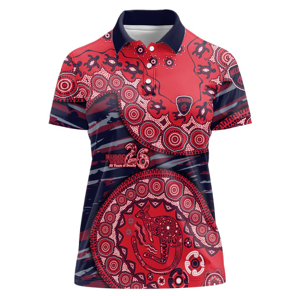 Melbourne Demons NAIDOC Week 2026 Women Polo Shirt Australian Aboriginal Dot Art Dreamtime Pattern Style