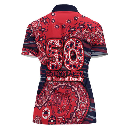 Melbourne Demons NAIDOC Week 2026 Women Polo Shirt Australian Aboriginal Dot Art Dreamtime Pattern Style