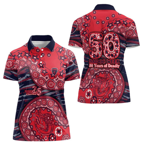 Melbourne Demons NAIDOC Week 2026 Women Polo Shirt Australian Aboriginal Dot Art Dreamtime Pattern Style